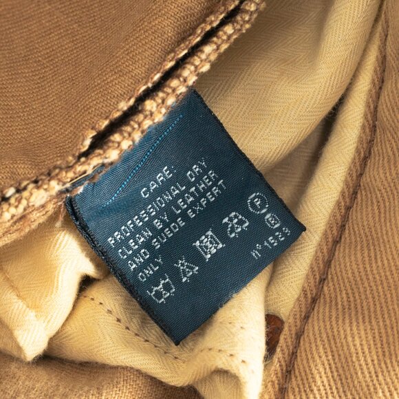 Ralph Lauren Tan Distressed Cotton Leather-Trim Jeans - Picture 13 of 13